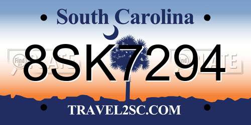 8SK7294 South Carolina License Plate
