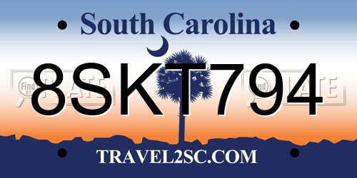 8SKT794 South Carolina License Plate