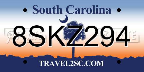 8SKZ294 South Carolina License Plate