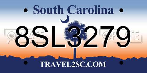 8SL3279 South Carolina License Plate