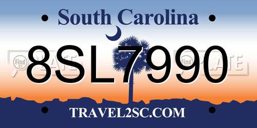 8SL7990 South Carolina License Plate