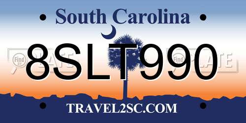 8SLT990 South Carolina License Plate