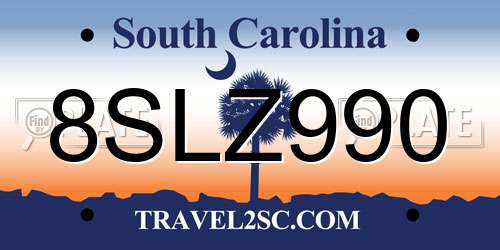 8SLZ990 South Carolina License Plate