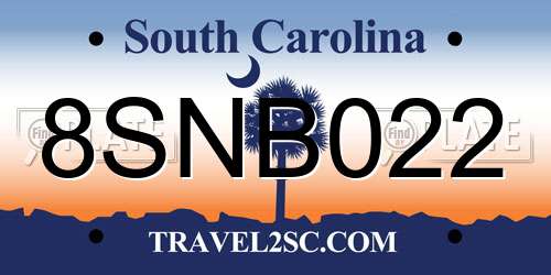 8SNB022 South Carolina License Plate