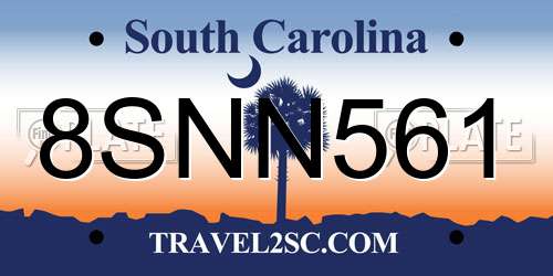 8SNN561 South Carolina License Plate