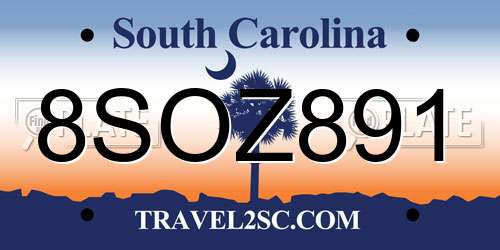 8SOZ891 South Carolina License Plate