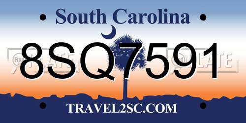 8SQ7591 South Carolina License Plate