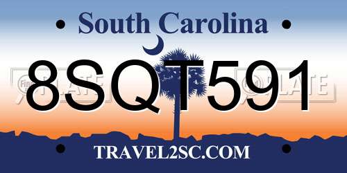 8SQT591 South Carolina License Plate