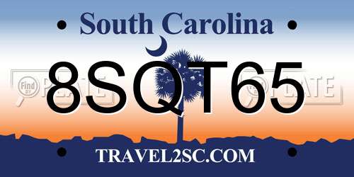 8SQT65 South Carolina License Plate