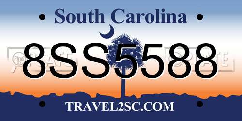 8SS5588 South Carolina License Plate
