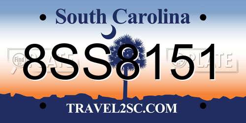 8SS8151 South Carolina License Plate