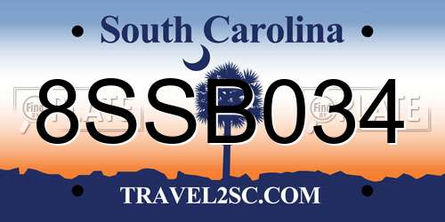 8SSB034 South Carolina License Plate