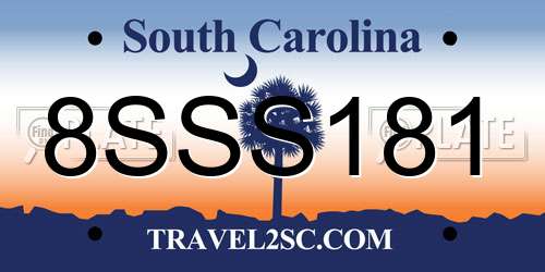 8SSS181 South Carolina License Plate