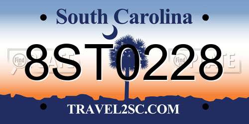 8ST0228 South Carolina License Plate