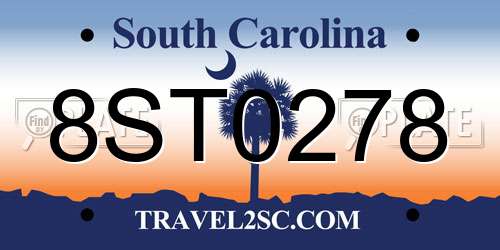 8ST0278 South Carolina License Plate