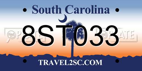 8ST033 South Carolina License Plate