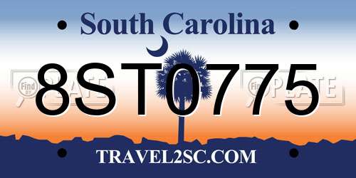 8ST0775 South Carolina License Plate