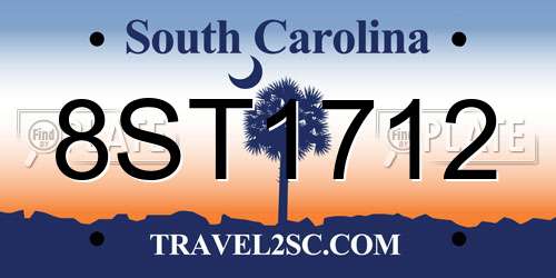 8ST1712 South Carolina License Plate