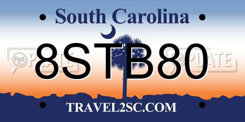 8STB80 South Carolina License Plate