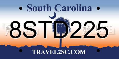 8STD225 South Carolina License Plate