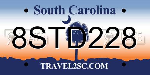 8STD228 South Carolina License Plate