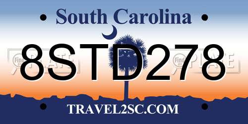 8STD278 South Carolina License Plate