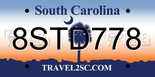 8STD778 South Carolina License Plate
