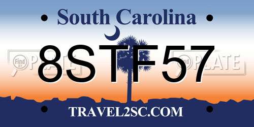 8STF57 South Carolina License Plate