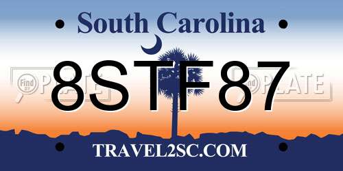 8STF87 South Carolina License Plate