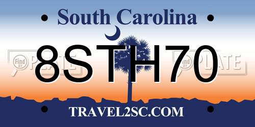 8STH70 South Carolina License Plate