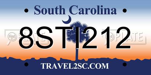 8STI212 South Carolina License Plate