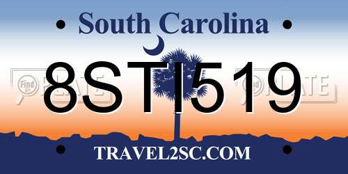 8STI519 South Carolina License Plate