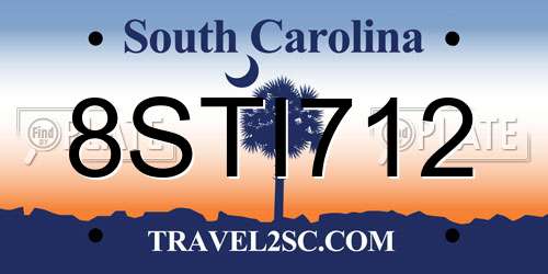 8STI712 South Carolina License Plate