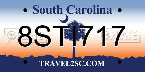 8STI717 South Carolina License Plate