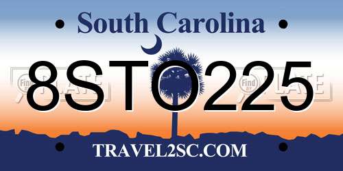 8STO225 South Carolina License Plate
