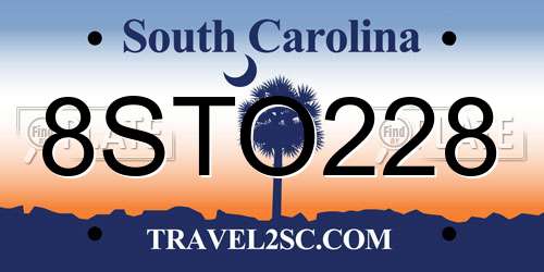 8STO228 South Carolina License Plate