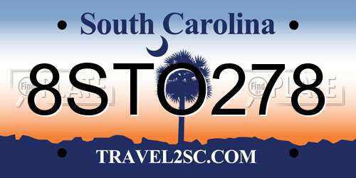 8STO278 South Carolina License Plate