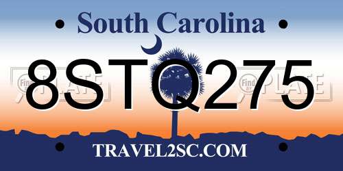 8STQ275 South Carolina License Plate