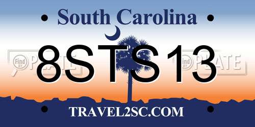 8STS13 South Carolina License Plate