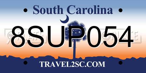8SUP054 South Carolina License Plate