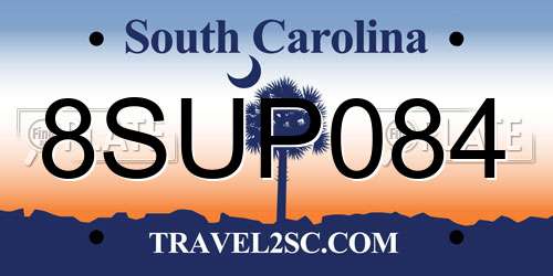 8SUP084 South Carolina License Plate