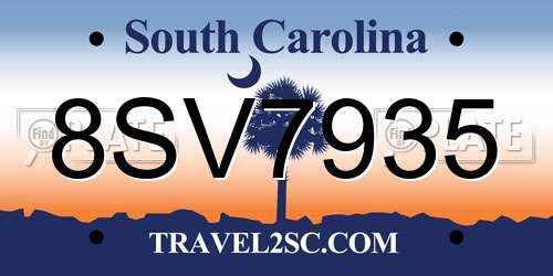 8SV7935 South Carolina License Plate