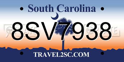 8SV7938 South Carolina License Plate