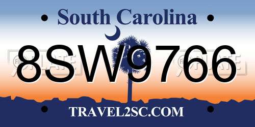 8SW9766 South Carolina License Plate