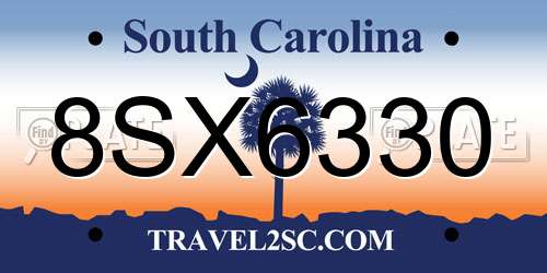 8SX6330 South Carolina License Plate