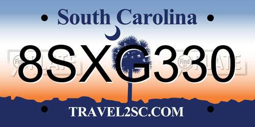 8SXG330 South Carolina License Plate