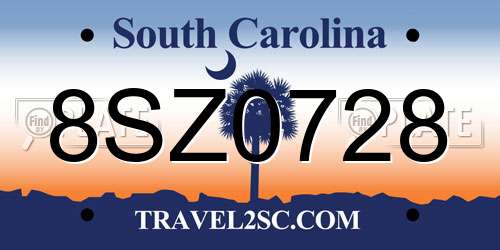 8SZ0728 South Carolina License Plate