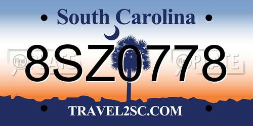 8SZ0778 South Carolina License Plate