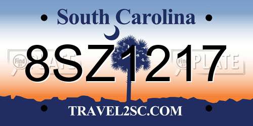 8SZ1217 South Carolina License Plate