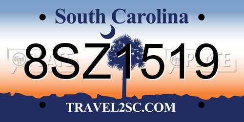 8SZ1519 South Carolina License Plate